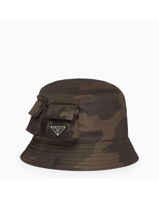 Prada Brown Re-nylon Camouflage Bucket Hat for men
