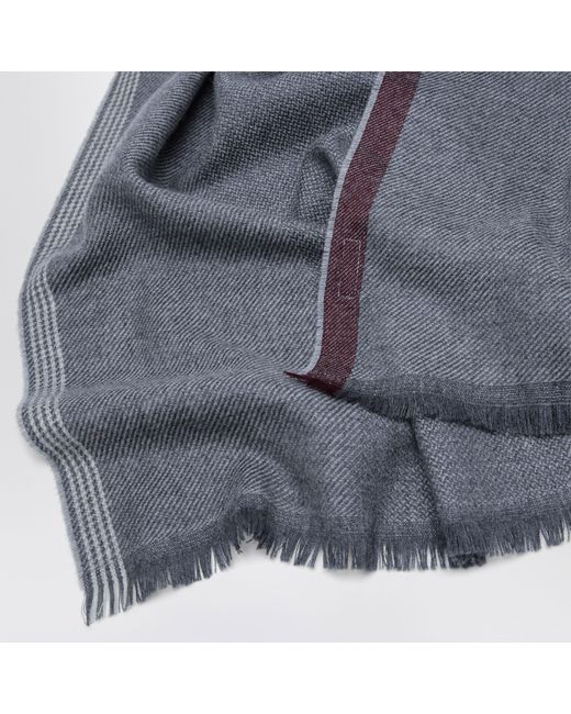 Brunello Cucinelli Gray Dark/Burgundy/Sand Scarf for men