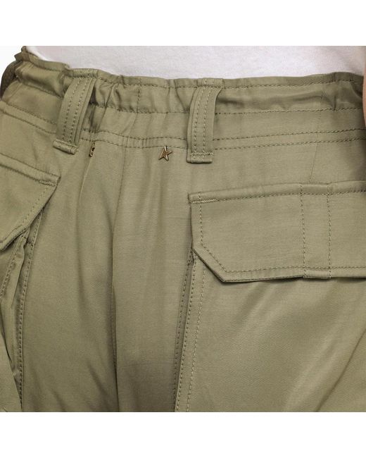 Pantalone cargo militare in viscosa di Golden Goose Deluxe Brand in Green