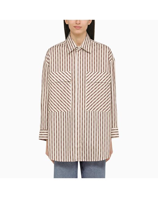 Amiri Brown Alabaster Coloured Oversize Cotton Shirt