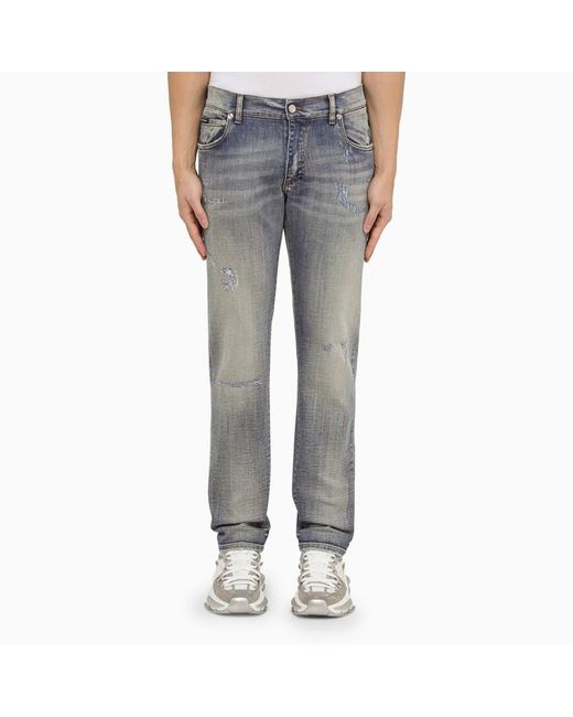Jeans slim blu chiaro slavato di Dolce & Gabbana in Gray da Uomo