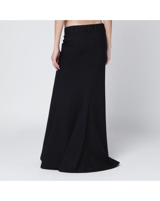 Balenciaga Black Long Wool Skirt