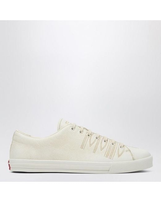 Prada White Leather Aged Low-Top Sneakers for men