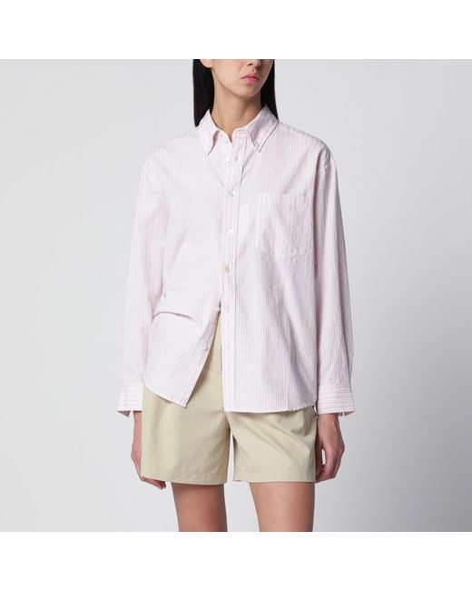 DUNST White Striped Cotton-Blend Shirt