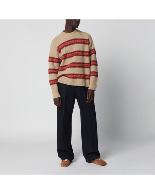 Dries Van Noten Red Striped Wool-Blend Sweater for men