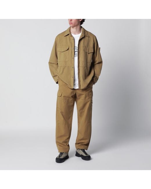 Stone Island Natural Ghost Garment-Dyed Cotton And Linen Cargo Trousers for men