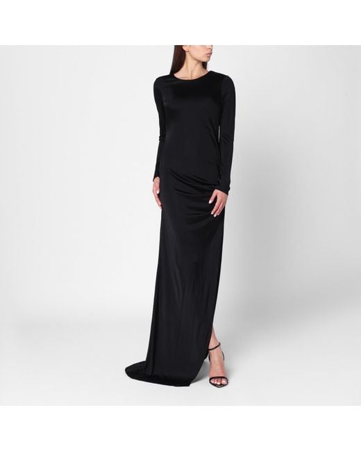 GIUSEPPE DI MORABITO Black Long Dress With Brooch Detail