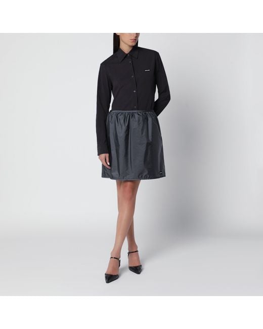 Miu Miu Black Hematite Technical Fabric Skirt