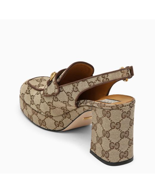 Gucci Brown gg Fabric Sabot With Horsebit