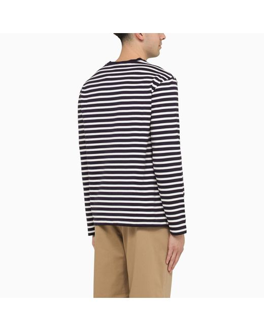 Maison Kitsuné Maison Kitsuné Blue/white Striped Cotton Jersey for men