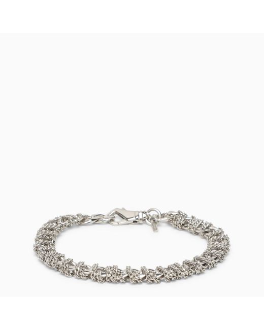 Emanuele Bicocchi Metallic Silver 925 Intricate Chain Bracelet for men