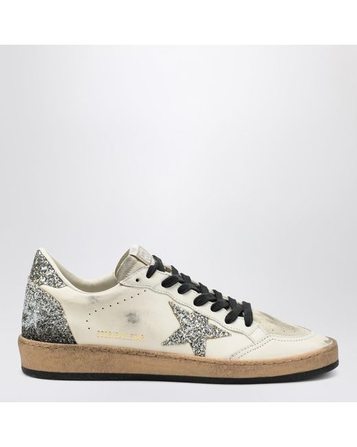 Golden Goose Deluxe Brand White Ballstar Sneaker With Glitter