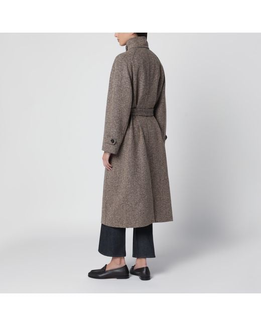 Brunello Cucinelli Gray Sparkling Camel And Virgin Wool Coat