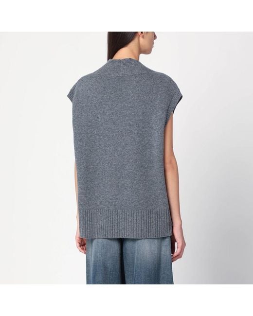 Roberto Collina Blue Oversized Wool Vest
