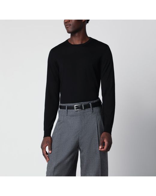 Drumohr Black Wool Crew-Neck Sweater for men