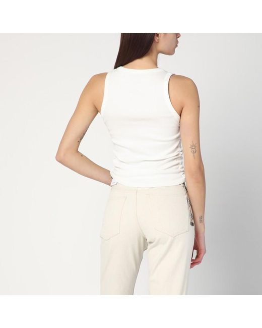 Burberry Natural Weißes Tanktop Mit Check-Muster-Detail