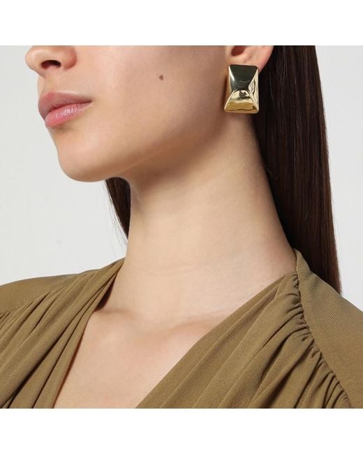 Anine Bing White Rectangular Curved Earrings