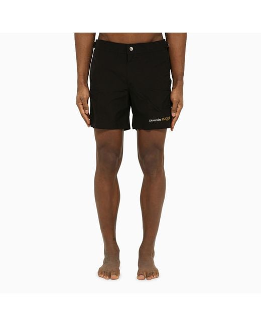 Alexander McQueen Alexander Mc Queen Black Swim Shorts With Logo for men