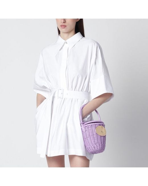Patou Purple Lilac Wicker Bucket Bag