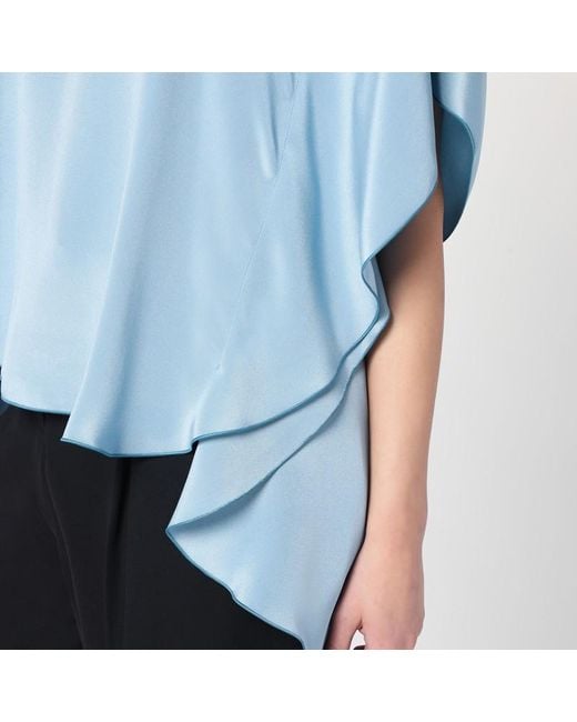 Max Mara Blue Fließende Hellblaue Seidenbluse
