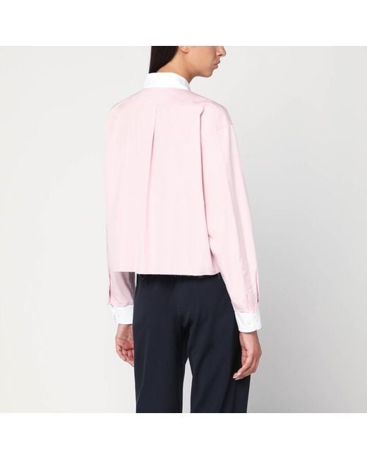Camicia in cotone con logo di Miu Miu in Pink