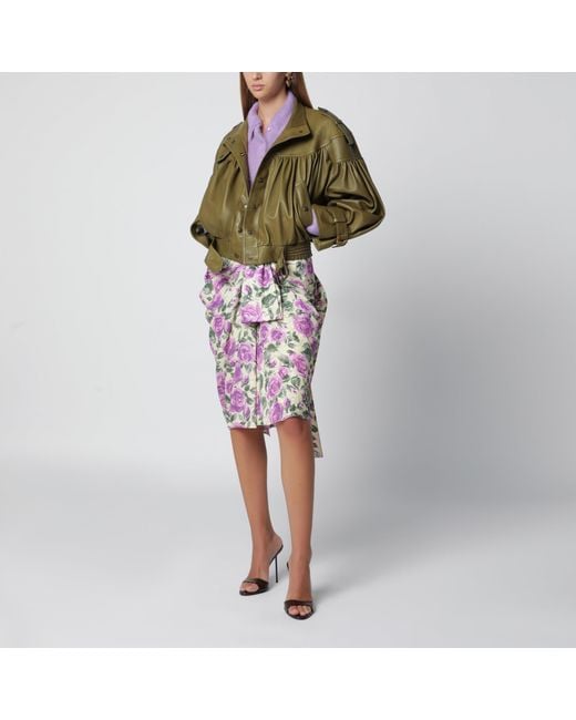 Chloé Green Eucalyptus Cropped Jacket With Leather Belt