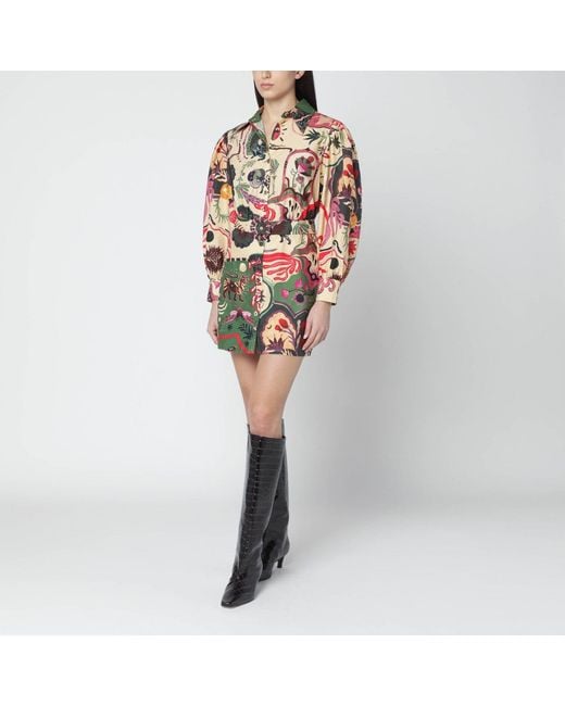 Farm Rio Multicolor Short Multicolour Dress With Matching Belt