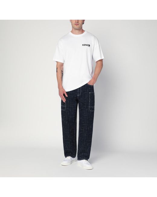 KENZO White Cotton T-Shirt With Logo for men