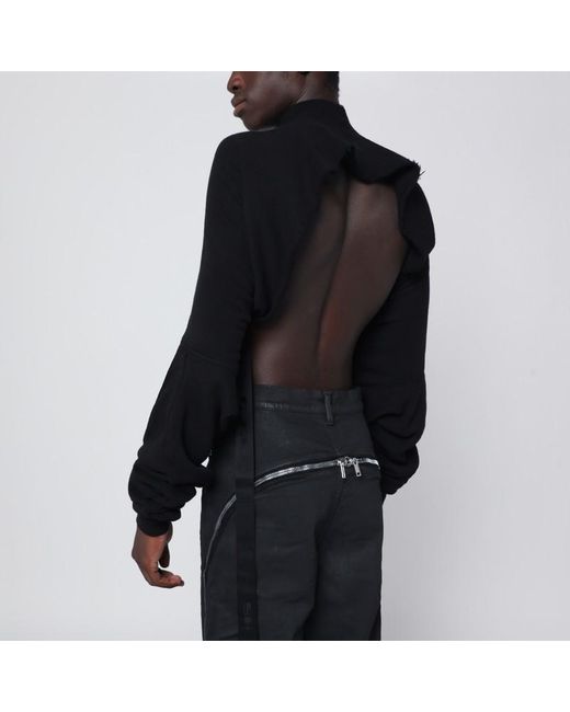 Rick Owens Black Sweatshirt With Open Back for men