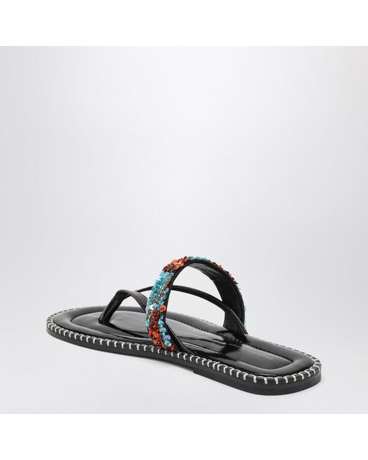 Dries Van Noten Blue Thong Slip-On Sandals With Sequins