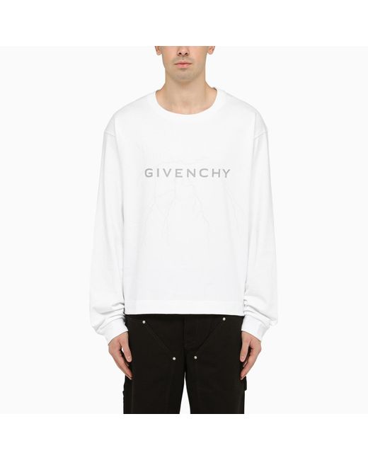 Givenchy White Black Logoed Crew-neck Sweatshirt for men