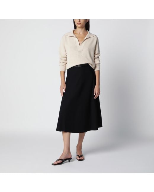 Max Mara Black Flared Midi Skirt