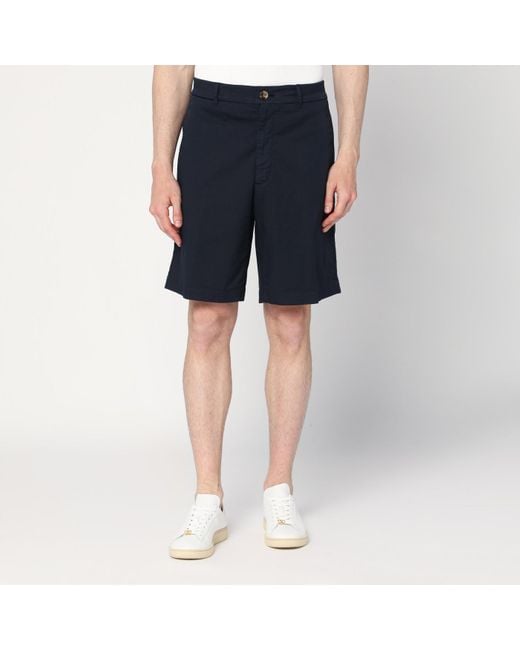 Brunello Cucinelli Blue Cotton Bermuda Shorts for men