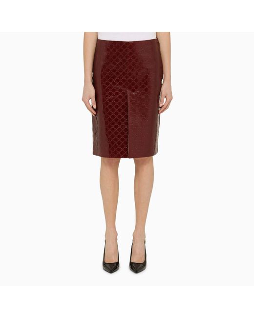 Gucci Red Midi Skirt With gg Motif Rosso Ancora