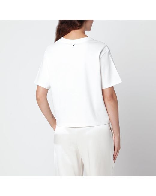 Weekend by Maxmara White Cotton T-Shirt With Lace Embroidery