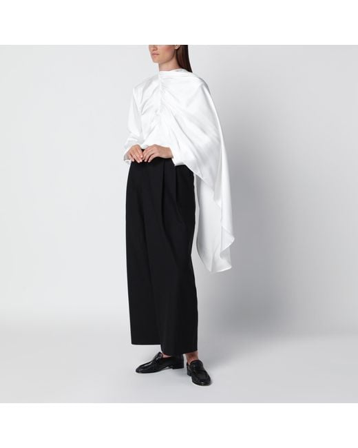 Source Unknown White Koa Draped Satin Blouse