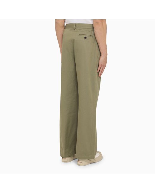 Loewe Military Green Pleated Trousers for men