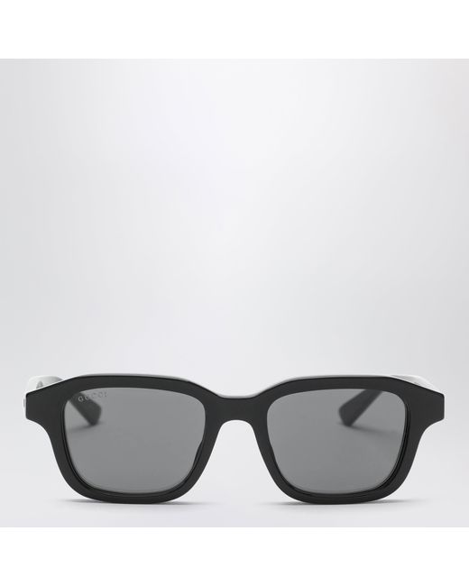Gucci Gray Acetate Rectangular Sunglasses