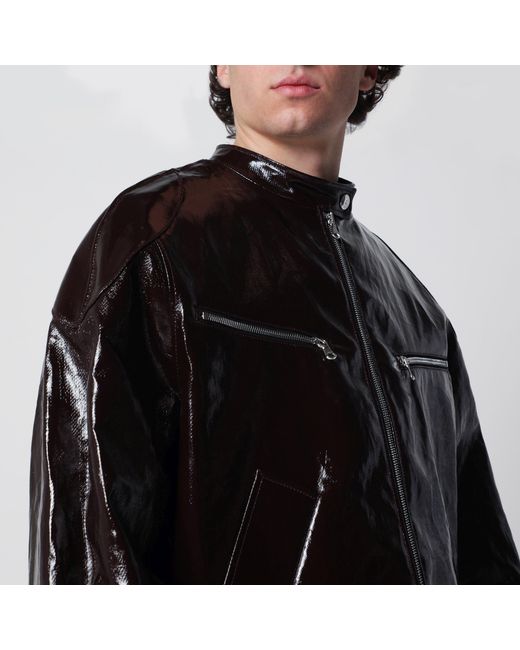 Séfr Black Ristretto Racer Coated Linen Jacket for men