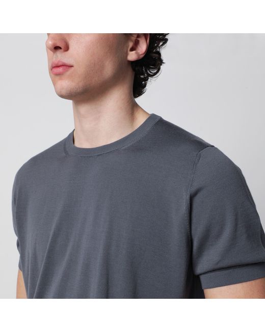 Drumohr Blue Cotton Crewneck Sweater for men