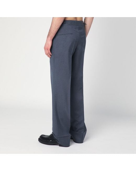 Prada Blue Mohair And Silk Straight Pants for men