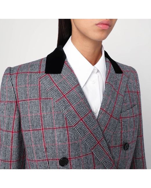 Giacca doppiopetto bianca/nera a quadri in lana di Chloé in Gray