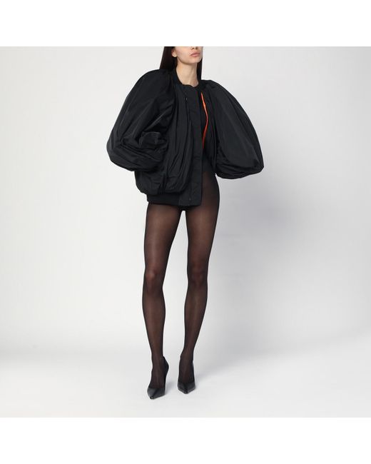 ブルゾン Balenciaga Draped Black Bomber Jacket In Technical Micro-Fai Balenciaga Draped black bomber jacket in technical micro