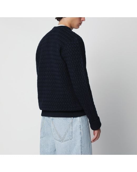 Bottega Veneta Black Intrecciato Wool Cardigan for men