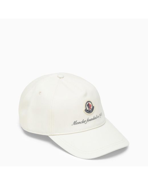 Moncler White Baseball Cap With Logo for men