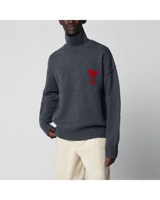 AMI Blue Turtleneck Sweater Ami De Coeur for men