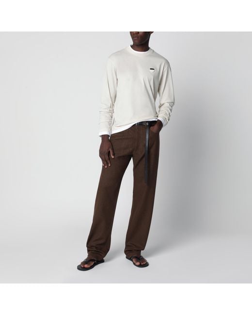 Prada Brown Ebony-Colored Wool Trousers for men