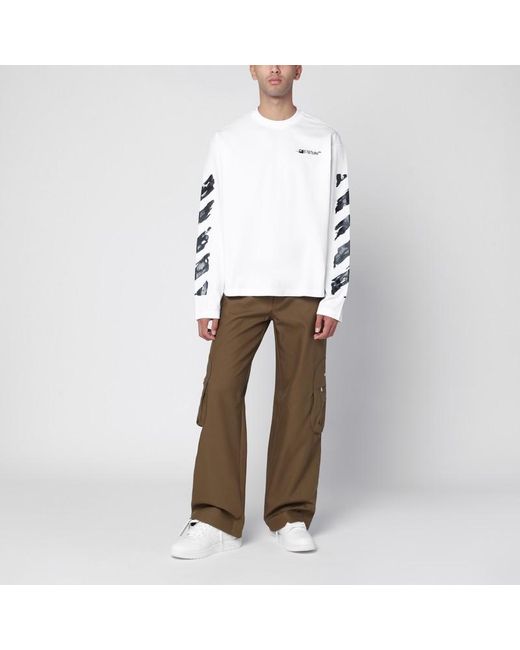 T-Shirt À Manches Longues Avec Logo Off-White c/o Virgil Abloh pour homme en coloris White