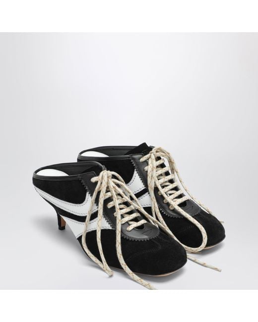 Dries Van Noten Black Mules 65 Aus Schwarzem Und Weißem Wildleder Und Leder