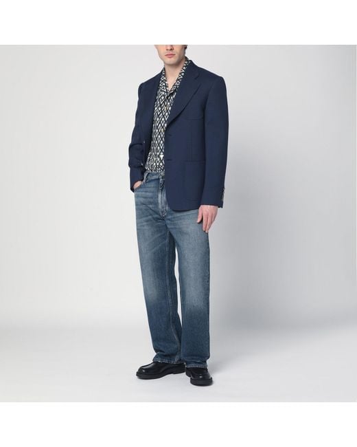 Valentino Blue Single-breasted Wool Jacket for men